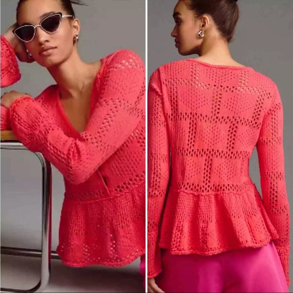 NWT Anthropologie Pilcro Pointelle Babydoll Sweater Sz M